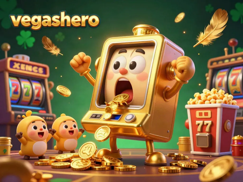 Celebrate jackpots and wins with vegashero in this vibrant casino scene featuring exciting games and characters.