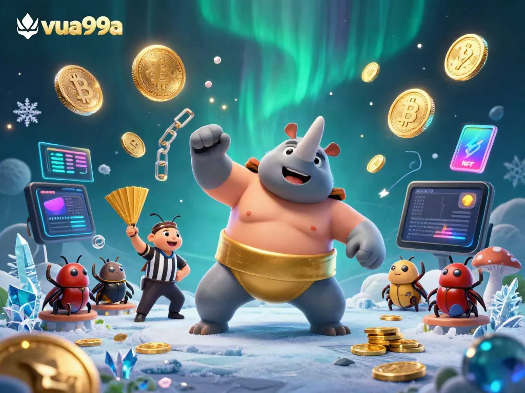 Experience thrilling gameplay at vua99a with an exciting sumo champion beetle illustration.