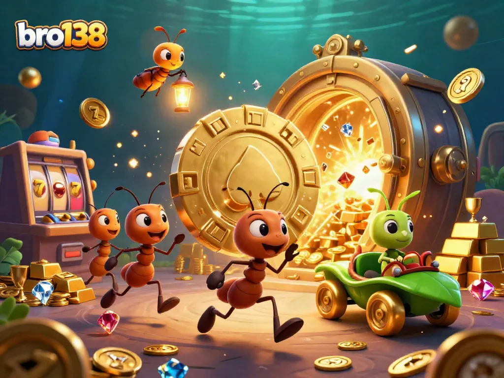 Uncover the thrill of bro138 with ants on a casino heist, brilliantly illustrated in 3D!