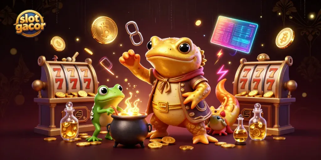 Experience the thrill of slot gacor with a whimsical alchemist scene creating golden jackpots.