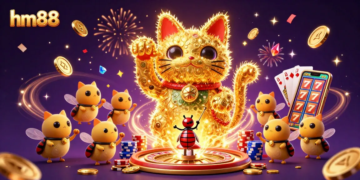 Experience the thrill of hm88 with vibrant casino elements and dynamic characters in a lively celebration.