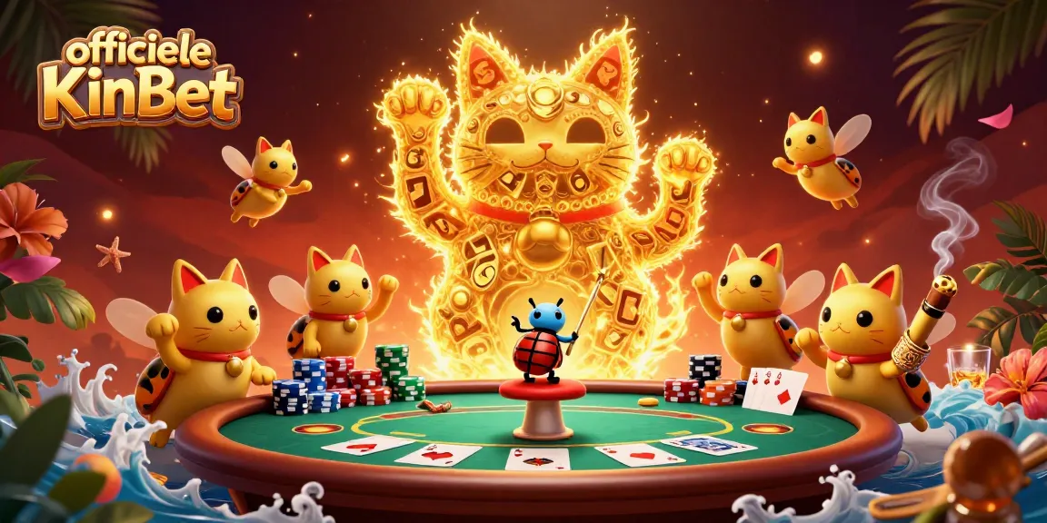 Play lucky games at officiële KinBet with engaging casino-themed illustration of golden fireflies.